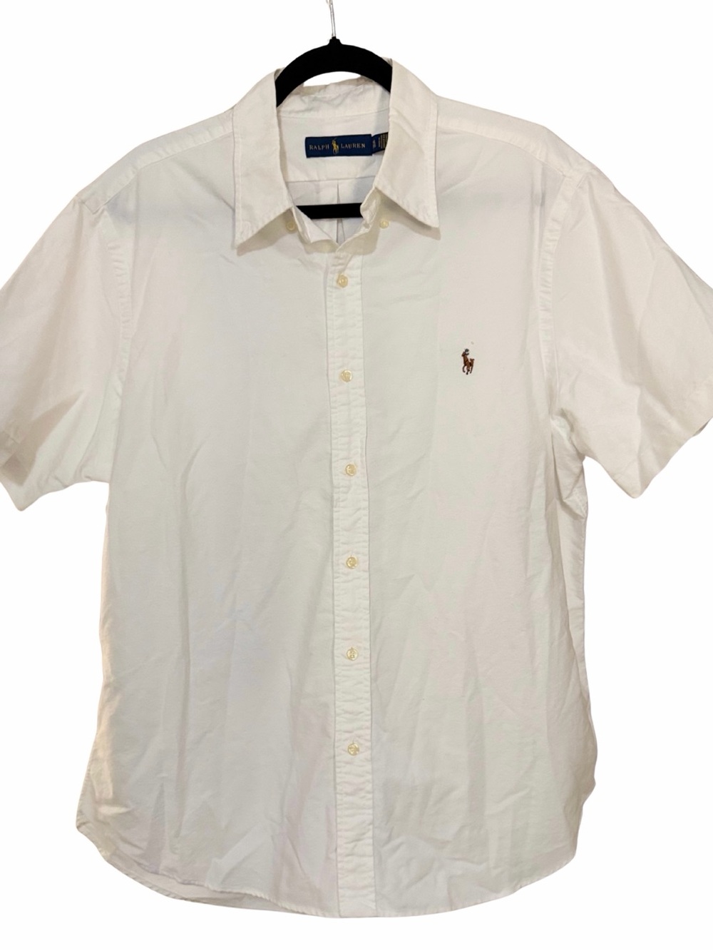 XL Ralph Lauren White Short-Sleeve Button-Down Shirt with Polo Pony